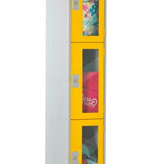 Armadietto Acciaio Colore giallo RS PRO 3 porta No, 1800 mm x 300 mm x 450mm