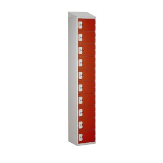 Armadietto Acciaio Grigio chiaro, Rosso RS PRO 10 porta No, 1800 mm x 300 mm x 450mm