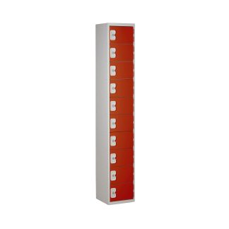 Armadietto Acciaio Grigio chiaro, Rosso RS PRO 10 porta No, 1800 mm x 300 mm x 380mm