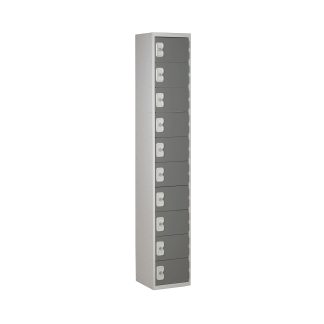 Armadietto Acciaio Grigio scuro, grigio chiaro RS PRO 10 porta No, 1800 mm x 300 mm x 380mm