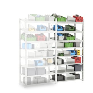 Sistema a scaffali RAL 7040 Lamiera d'acciaio galvanizzato Manorga 4 ripiani, 2000mm x 1000mm, 500mm, capacità di