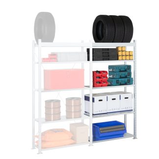 Sistema a scaffali RAL 7040 Lamiera d'acciaio galvanizzato Manorga 4 ripiani, 2000mm x 1250mm, capacità di carico 3000kg