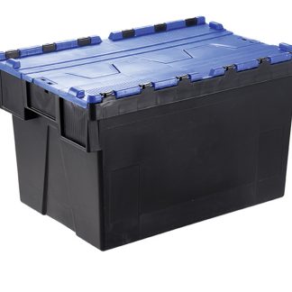 Contenitore con coperchio fissato RS PRO in PP, 77L, col. Colore blu, 600mm x 400mm x 400mm