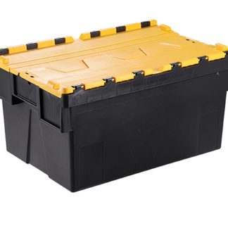 Contenitore con coperchio fissato RS PRO in PP, 65L, col. Colore giallo, 600mm x 400mm x 365mm