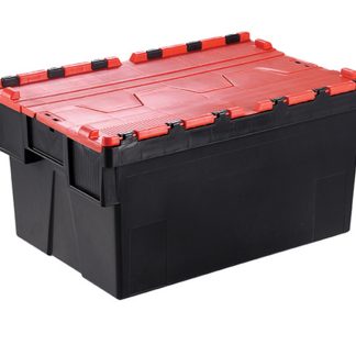 Contenitore con coperchio fissato RS PRO in PP, 65L, col. Colore rosso, 600mm x 400mm x 365mm