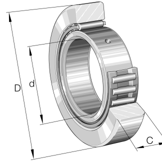Cuscinetto a rullo INA, Ø 35mm, lungh. rullo 11.8mm, foro int. 15mm