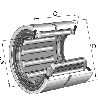 Cuscinetto a rullo INA, Ø int. 48mm, Ø est. 62mm, guida larga 22mm