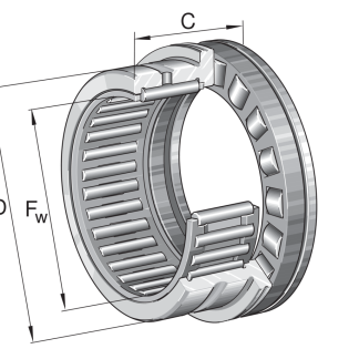 Cuscinetto a rullo INA, Ø int. 25mm, Ø est. 37mm, guida larga 30mm