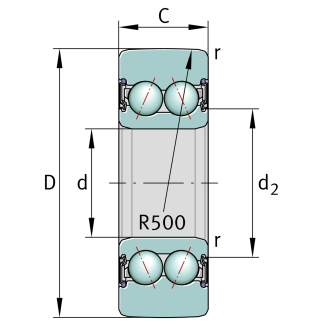 Cuscinetto a rullo INA, Ø 62mm, foro int. 20mm