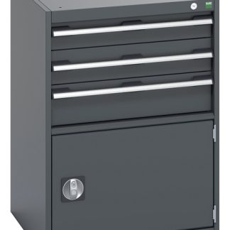 Armadietto da pavimento a 1 anta Bott in Acciaio, 650 x 650 x 900mm, 1 ripiano, 3 cassetti, Bloccabile