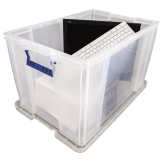 Scatola di stoccaggio Fellowes in Polipropilene, 85L, col. Trasparente, 39cm x 66cm x 45cm