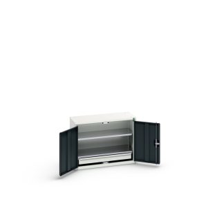 Armadietto da pavimento a 2 ante Bott in Lamiera di acciaio, 800 x 350 x 600mm, 2 ripiani, 1 cassetto, Bloccabile