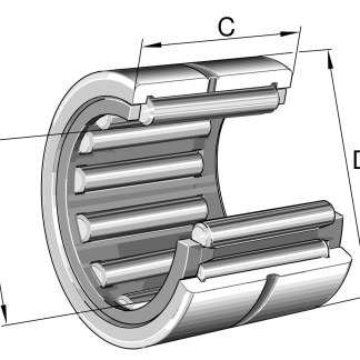 Cuscinetto a rullini INA, file , Ø int. 19mm, Ø est. 27mm, guida larga 16mm