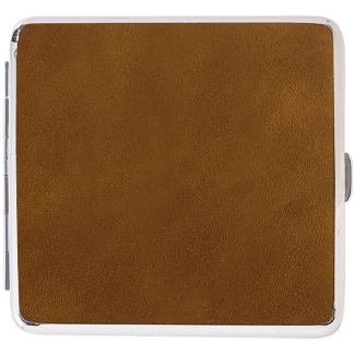 Metall Etui mit lederimitat Braun