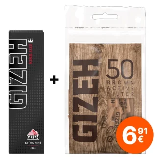 Gizeh Brown Active Filter 50 x 6 mm Beutel + Blättchen Bundle