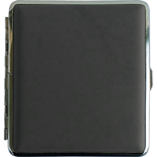 Metall Etui mit Echtleder Grau