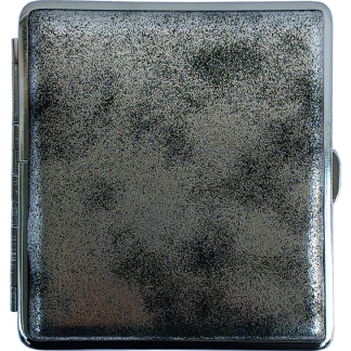 Metall Etui mit Leder Imitat und antiker Optik Silber