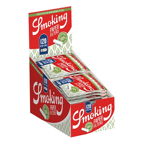 Smoking Slim Long Paper Filter Plastikfrei 22 x 6 mm 30er Box