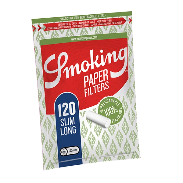 Smoking Slim Long Paper Filter Plastikfrei 22 x 6 mm Beutel