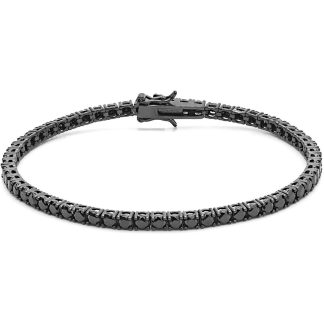 Bracciale Tennis Argento Brunito Zirconi neri 2 mm
