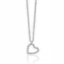 Heart-shaped necklace with natural diamonds.