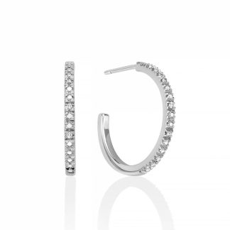 Circle earrings with natural diamonds and silver.