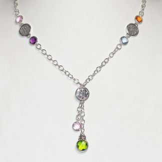 Gold Art Colored Stones Necklace