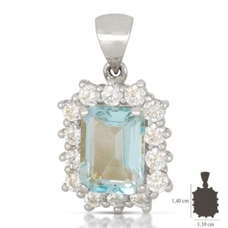 White Gold Blue Stone Pendant