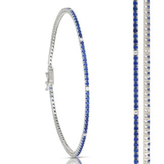 White Gold Tennis Bracelet with Blue Zircons
