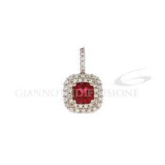 White Gold Red Stone Pendant