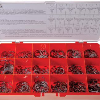 Kit anelli elastici Tipo E, Esterno, Interno RS PRO, 450 pezzi, in Acciaio inox, Ø albero 13 → 20 mm, 14