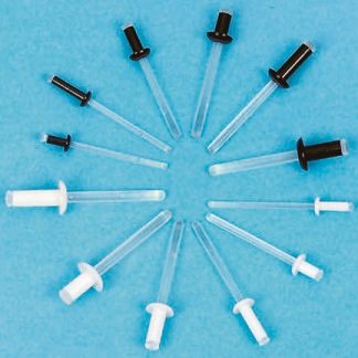 Rivetto A scatto Essentra in Nylon, col. Nero, Ø 3.2mm, L. 6.4mm