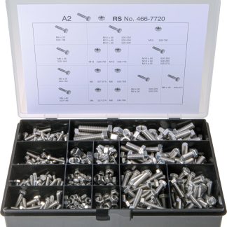 Kit dadi e bulloni/viti in Acciaio inox Liscio RS PRO, guida a Esagonale, 624 pezzi, filettatura M10, M12, M6, M8,