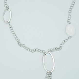 Women's Rolo Mesh Necklace with Semi-precious Stones