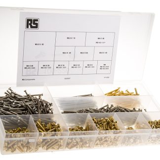 Kit di rondelle, dadi e bulloni/viti in Ottone, Acciaio Nichelato RS PRO, guida a Scanalatura, 1250 pezzi, filettatura