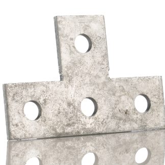 Staffa A forma di T in Acciaio Unistrut, 4 fori da 14.3mm di diametro, dimensioni 136.5 x 88.9mm