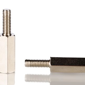 Distanziale filettato Esagonale Maschio/Femmina, in Ottone Nichelato, L. 12mm, M3 x M3