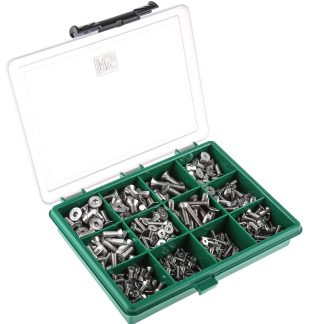 Kit viti e bulloni in Acciaio inox Liscio RS PRO, guida a Esagono incassato, 410 pezzi, filettatura M3, M4, M5, M6,