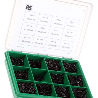 Kit viti e bulloni in Acciaio Ossido nero RS PRO, guida a Esagono incassato, 1120 pezzi, filettatura M3, M4, lunghezza