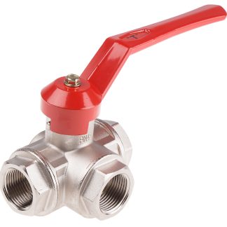 Valvola a sfera con diametro ridotto in Ottone RS PRO, 25 bar max, connessione BSPP 1, 1poll