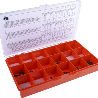 Kit anelli elastici Tipo E, Esterno, Interno RS PRO, 890 pezzi, in Acciaio, Ø albero 1.7 → 12 mm, 3 → 12