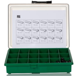 Kit viti e bulloni in Acciaio Ossido nero RS PRO, guida a Esagono incassato, 450 pezzi, filettatura M3, M4, M5,