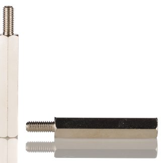 Distanziale filettato Esagonale Maschio/Femmina, in Ottone Nichelato, L. 25mm, M3 x M3