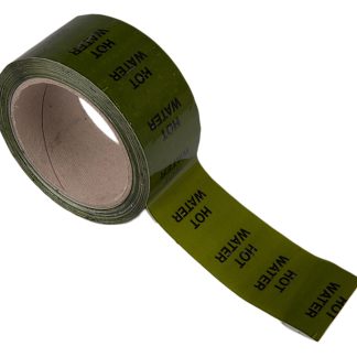Nastro marcatura tubi Verde marcatubi in PP, vinile RS PRO, 50mm x 33m, con testo prestampato "Hot Water