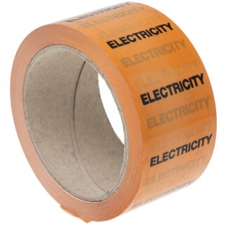 Nastro marcatura tubi Arancione marcatubi in PP, vinile RS PRO, 50mm x 33m, con testo prestampato "Electricity
