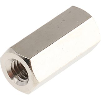 Distanziale filettato Esagonale Femmina/Femmina, in Ottone Nichelato, L. 15mm, M4 x M4