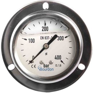 Manometro Bourdon, 0bar → 400bar max, Ø est. 63mm, Cert. ISO
