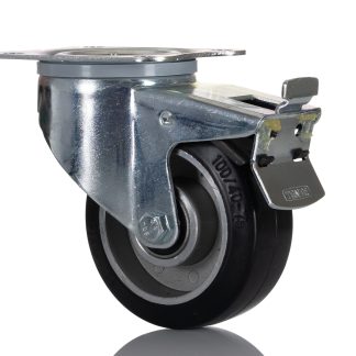 Ruota per carrelli orientabile con freno RS PRO in Gomma, Ø 100mm, 150kg
