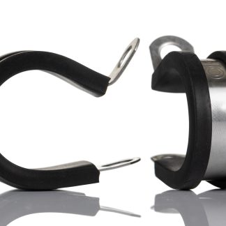 Fermaglio a P in Acciaio inox 304 rivestita in Gomma RS PRO, Ø interno 21mm, Ø foro 6.6mm