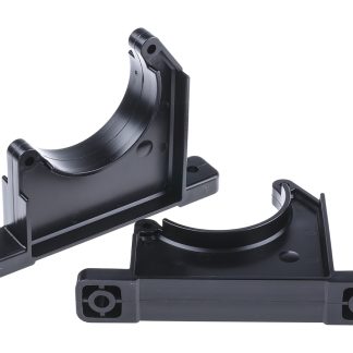 in PP Nero Georg Fischer, diametro foro di fissaggio 9mm 90mm, altezza 105mm, spessore 33mm
